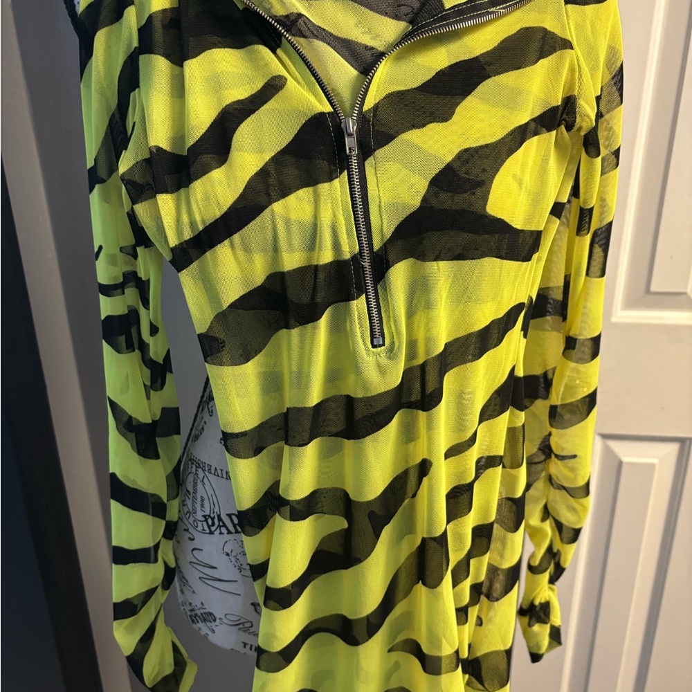 Yellow and Black Striped Women's sheer tight dress fashion nova